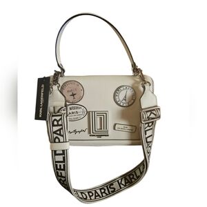 NWOT Karl Lagerfeld Crossbody In Cream/Off White And Black Dust bag Travel